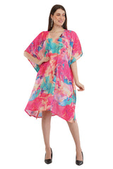 Coral Short Kaftan with strings on the inside        