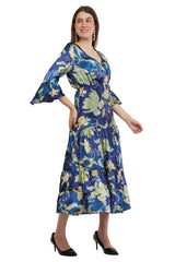 Blue Lily Flared Long A-Line Tier Dress