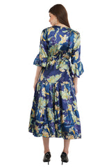 Blue Lily Flared Long A-Line Tier Dress