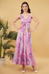 Diana Long A-Line Dress with Knot
