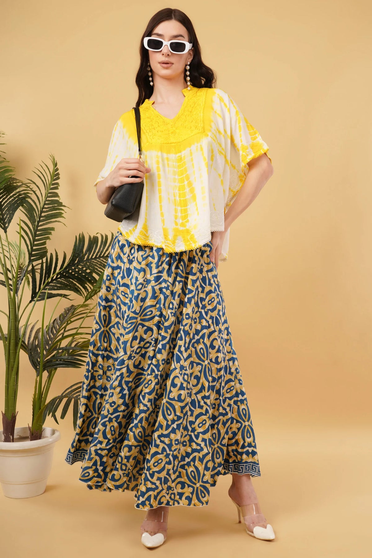 Amy Embroidered Tie Dye Short Poncho Kaftan