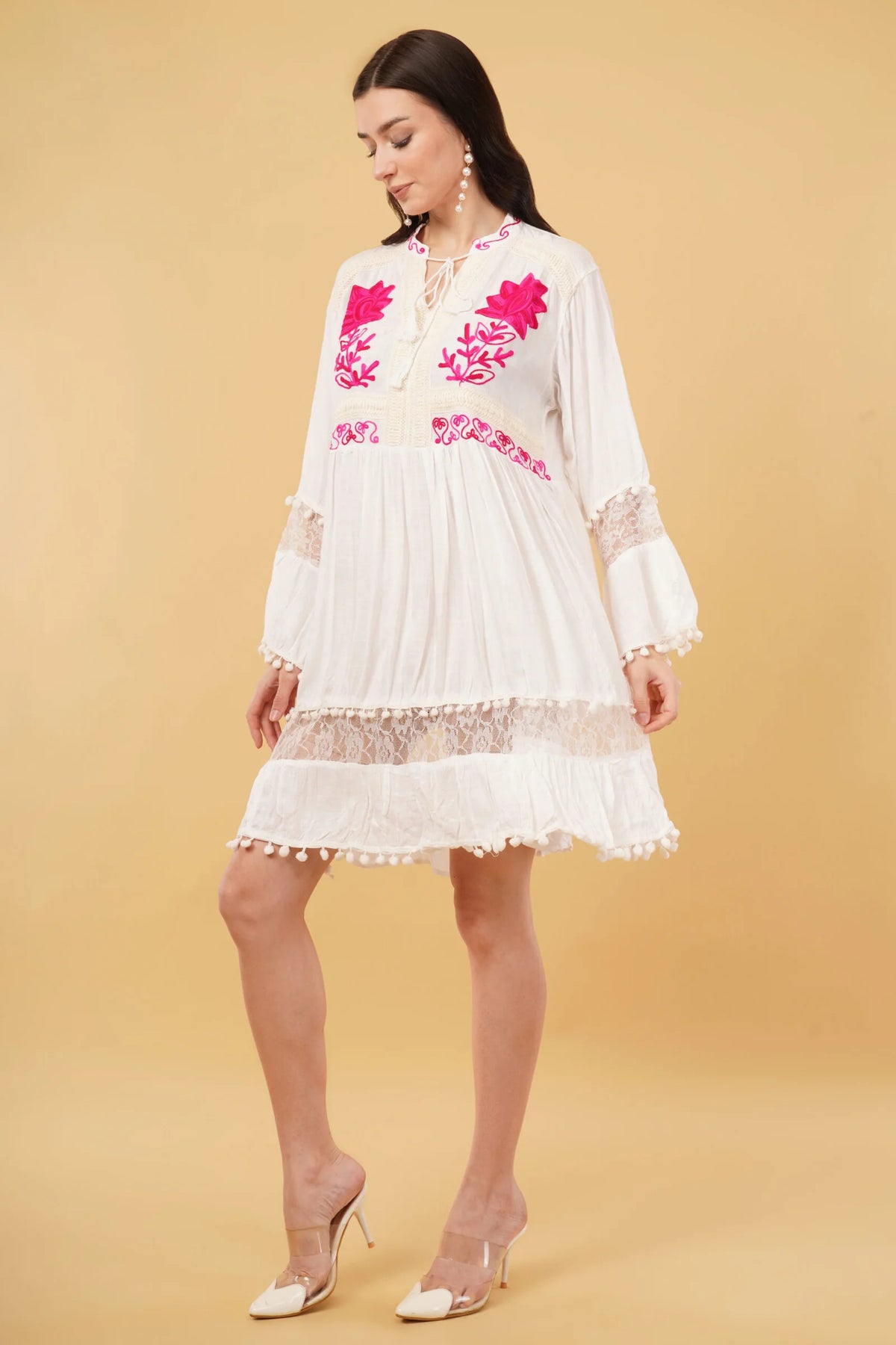 Liva Embroidered Floral Short Dress