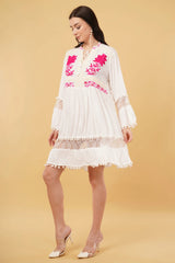 Liva Embroidered Floral Short Dress