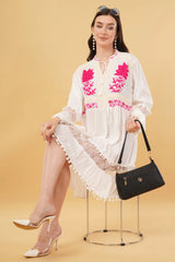 Liva Embroidered Floral Short Dress