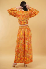 Boho Goddess Bell Sleeve top with Knot & Wide Legged Pant Co-Ord Set