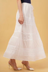 Kiara White A-Line Patch Skirt