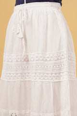 Kiara White A-Line Patch Skirt