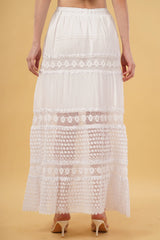 Sierra White A-Line Net Patch Skirt