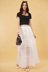 Sierra White A-Line Net Patch Skirt