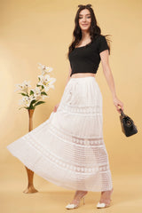 Sierra White A-Line Net Patch Skirt