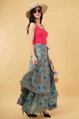 Katy Two Layers Long Wrap-Around Skirt