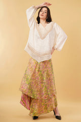 Amaya Embroidered Beige Lace Top