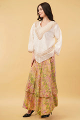 Amaya Embroidered Beige Lace Top