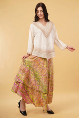 Amaya Embroidered Beige Lace Top