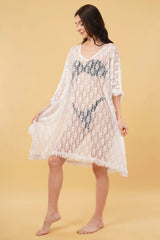 Sirona White Net Beach Kaftan