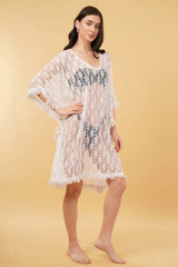 Sirona White Net Beach Kaftan