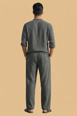 Grey Leisure Linen Men Co-ord Set