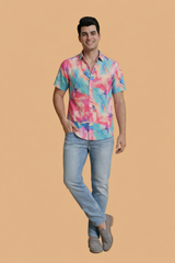 Pink Marble Statement Shirt For Men