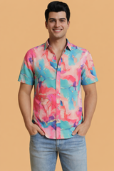 Pink Marble Statement Shirt For Men