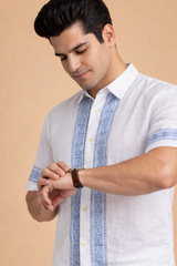 White & Blue Print Leisure Men Co-ord Set