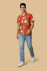Paradise Red Beach Shirt for Men