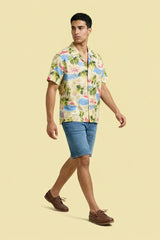 Tropical Flamingo Beach Shirt for Men