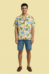 Tropical Flamingo Beach Shirt for Men