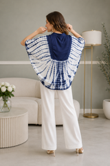 Amy Topaz Embroidered Tie Dye Short Poncho Kaftan Relax Fit