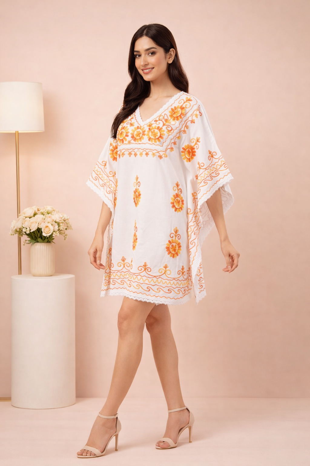 Diva Amber Embroidered Half Circular Short Kaftan