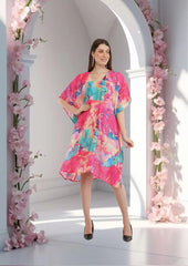 Coral Short Kaftan with strings on the inside        