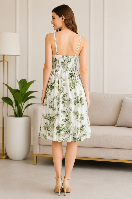 Florence Sage Padded Short Dress