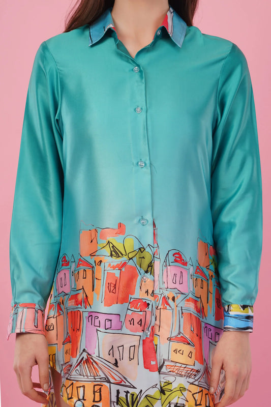 High Low Sketchy Shirt Dress