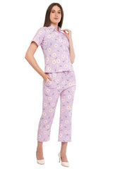 Lavender Floral Shirt & Pant Co-Ord Set