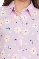 Lavender Floral Shirt & Pant Co-Ord Set