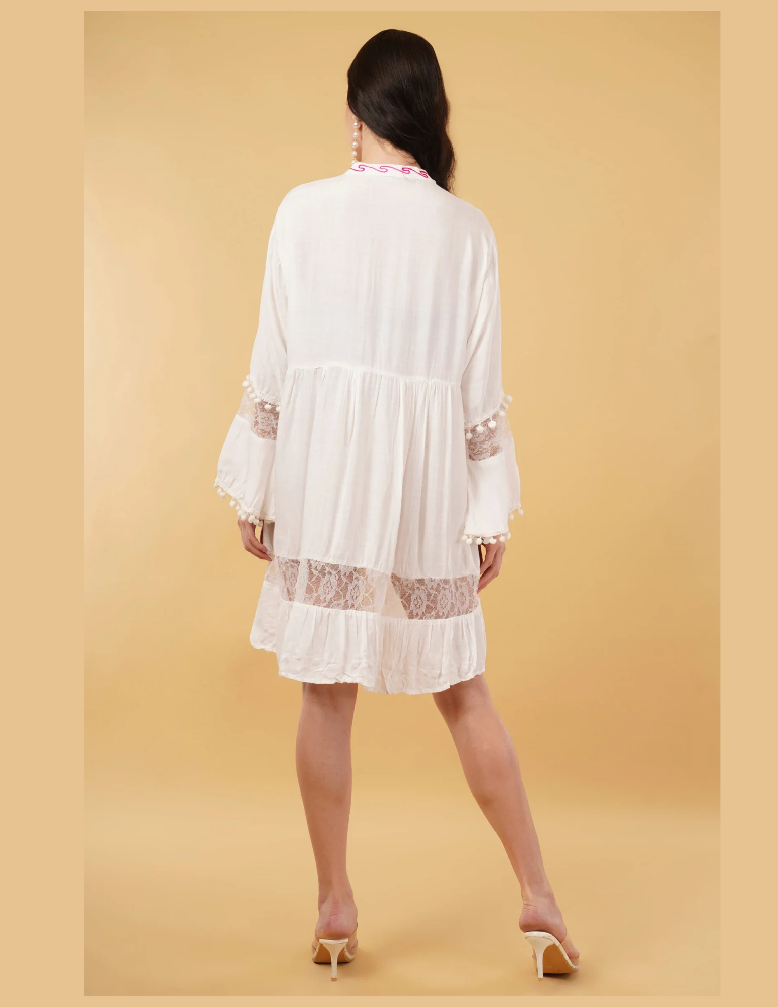 Liva Saphire Embroidered Floral Short Dress Relax Fit