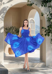 Ocean Blue Smock Flare Dress/Majestic Blue Smock Flare Dress