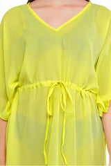 Neon Green Beach Kaftan with strings