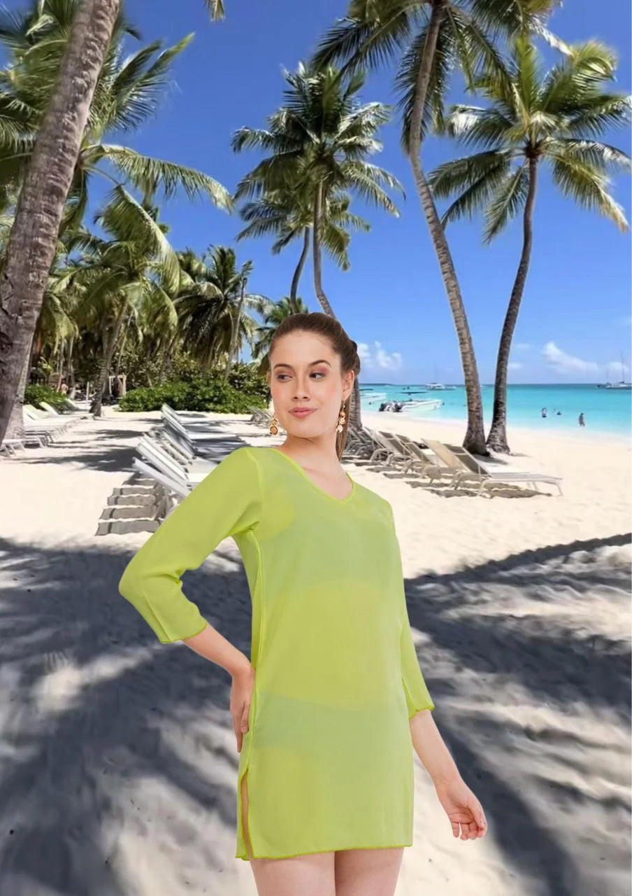 Neon Green Beach Throw Kurti