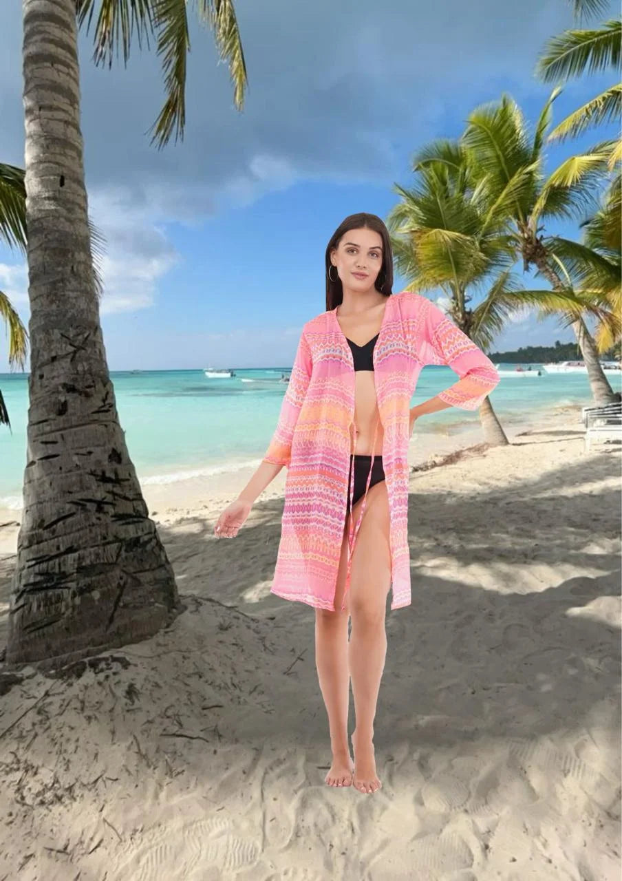 Neon Pink Front Open Kimono      