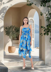Ocean Blue Smock Flare Dress