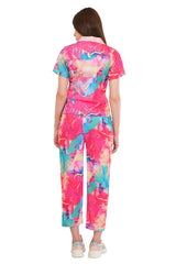Pink Marble Shirt & Pant Co-Ord  Set             