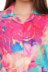 Pink Marble Shirt & Pant Co-Ord  Set             