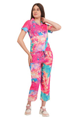 Pink Marble Shirt & Pant Co-Ord  Set             