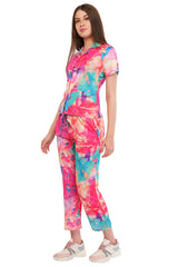 Pink Marble Shirt & Pant Co-Ord  Set             