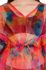 Red Blue Beach Kaftan with strings             