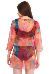 Red Blue Beach Throw Kurti          