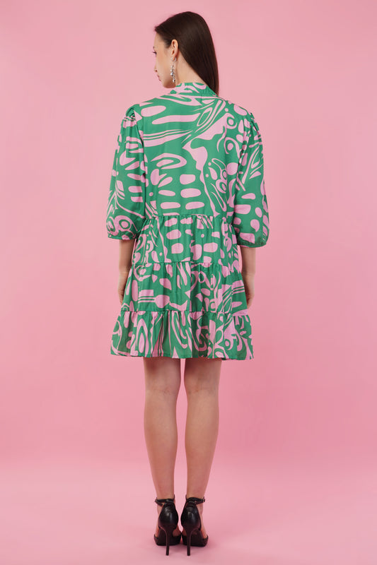 Sage charm Short Tier Dress