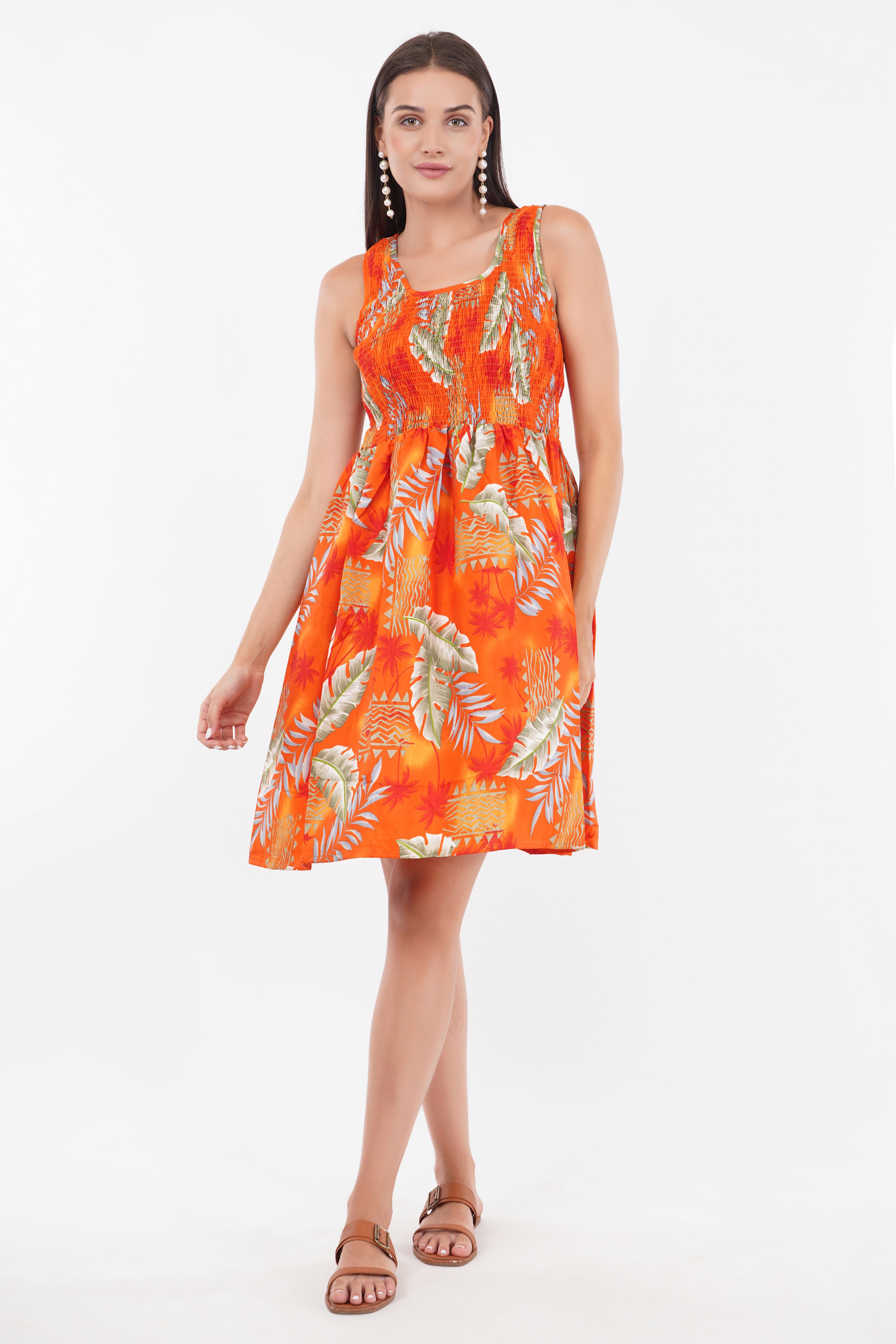 Sunrise Orange Short Smock Dress