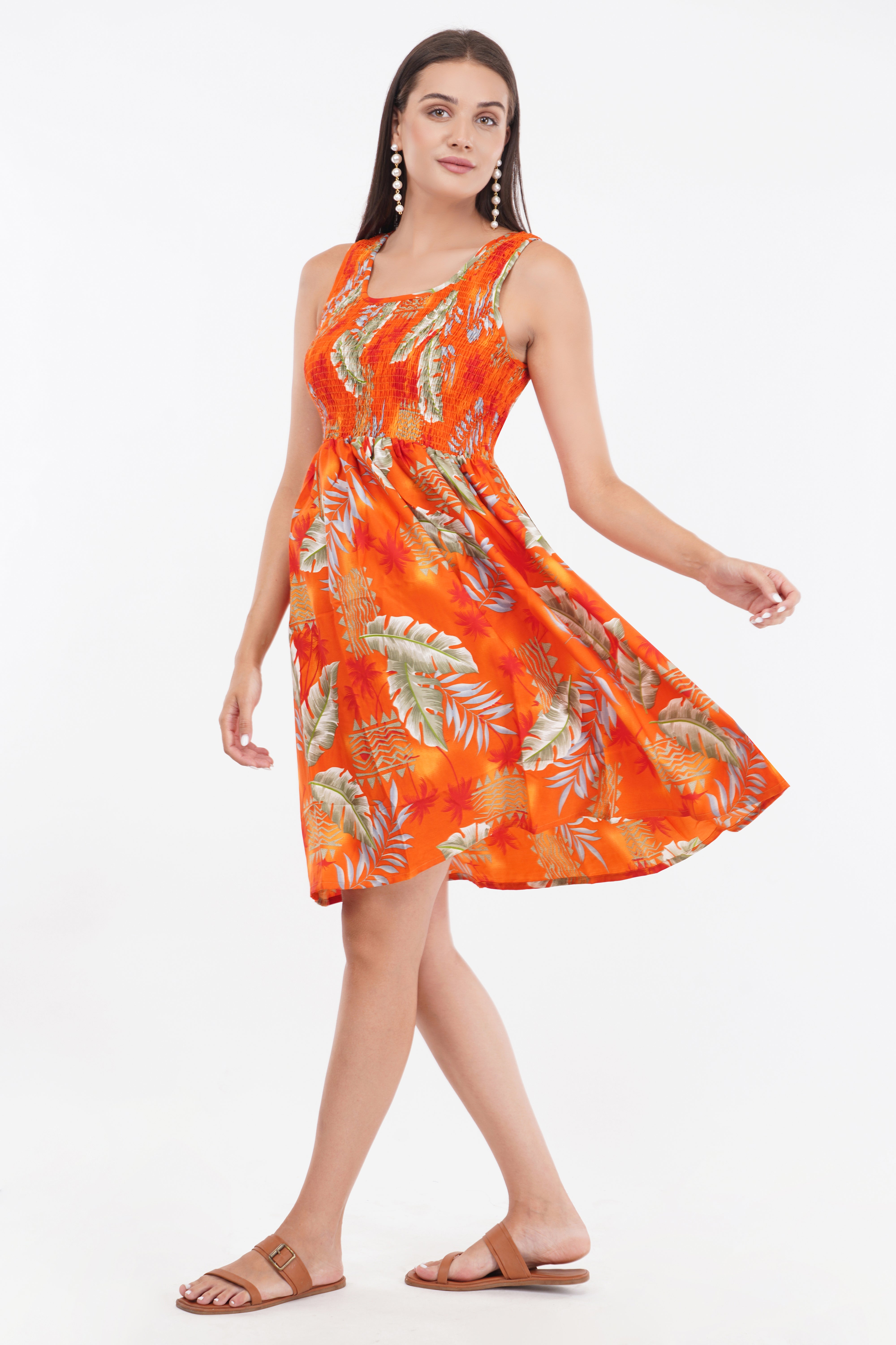 Sunrise Orange Short Smock Dress