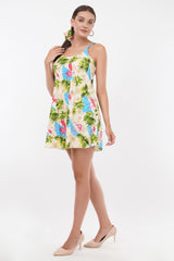 Tropical Flamingo Baby Doll Dress with Scrunchy 